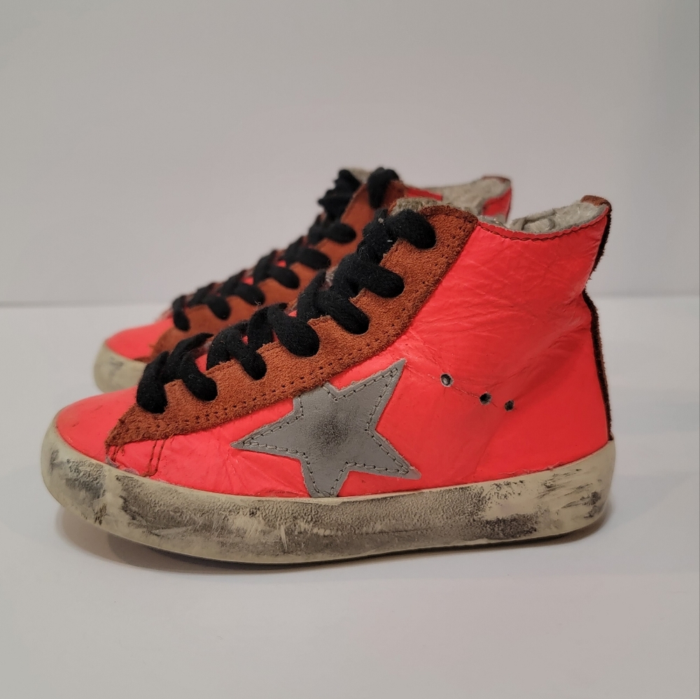 Golden Goose kids sneaker Size 24 Neon Orange Francy uk 7 us 8 high tops